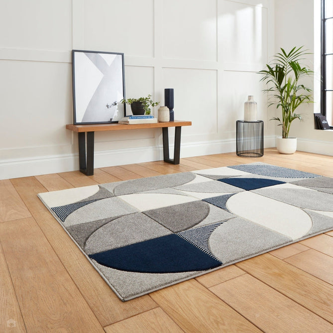 Matrix MT63 Modern Geometric Soft Hand-Carved Grey/Navy/Cream Rug-Think Rugs-Rug Love - The Most Loved Rug Store