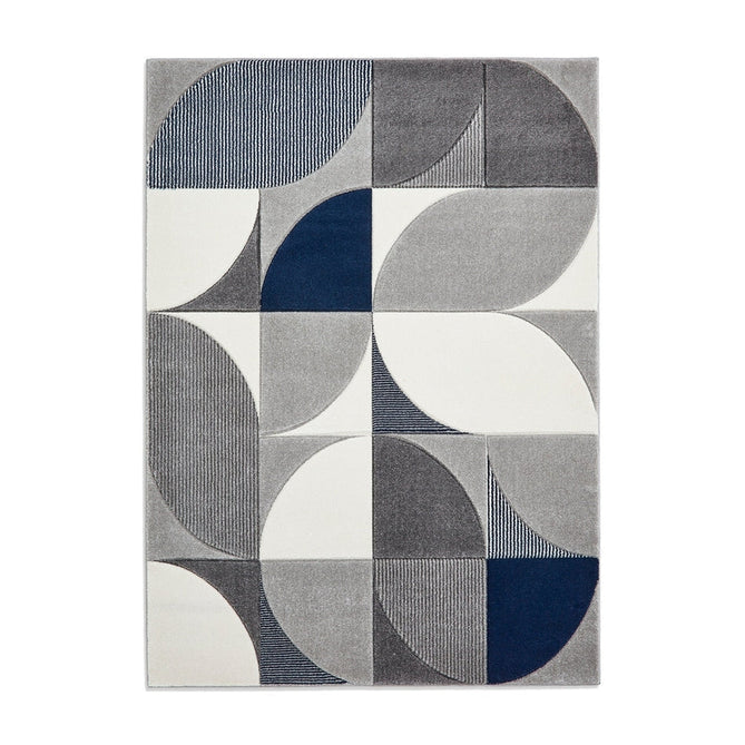 Matrix MT63 Modern Geometric Soft Hand-Carved Grey/Navy/Cream Rug-Think Rugs-Rug Love - The Most Loved Rug Store