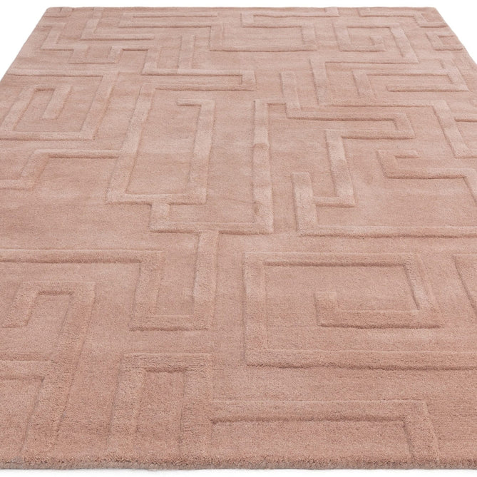 Maze Modern Geometric Hand-Carved Hi-Low Textured Wool Blush Rug-Asiatic Carpets-Rug Love - The Most Loved Rug Store