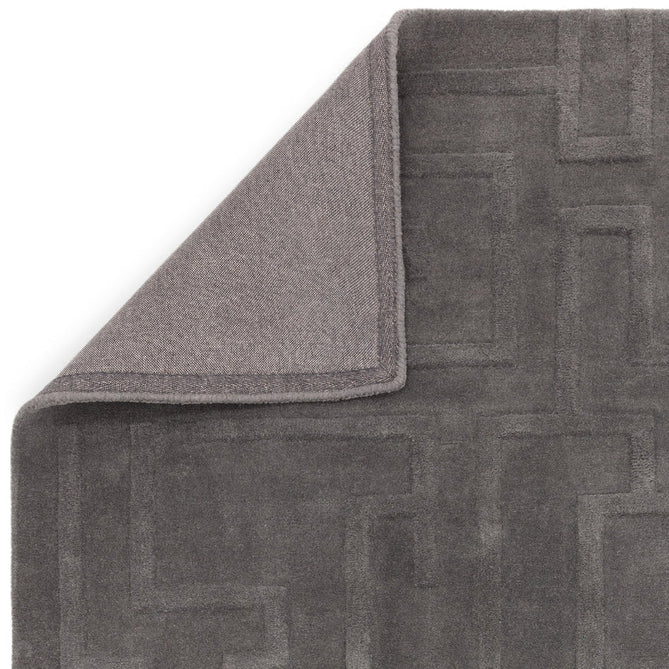 Maze Modern Geometric Hand-Carved Hi-Low Textured Wool Charcoal Grey Rug-Asiatic Carpets-Rug Love - The Most Loved Rug Store