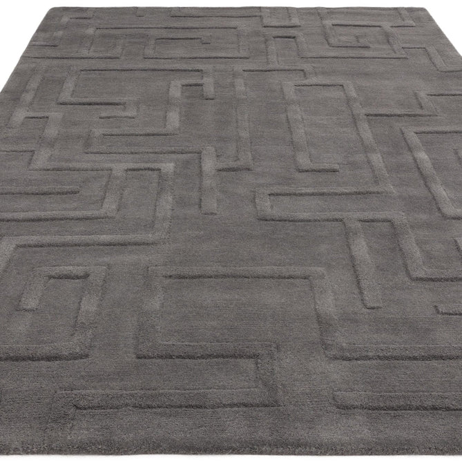 Maze Modern Geometric Hand-Carved Hi-Low Textured Wool Charcoal Grey Rug-Asiatic Carpets-Rug Love - The Most Loved Rug Store