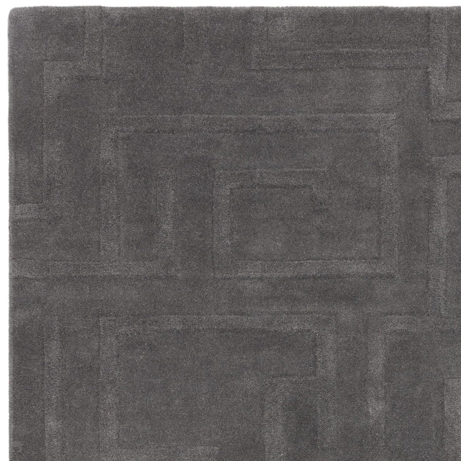 Maze Modern Geometric Hand-Carved Hi-Low Textured Wool Charcoal Grey Rug-Asiatic Carpets-Rug Love - The Most Loved Rug Store