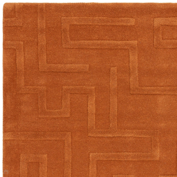 Maze Modern Geometric Hand-Carved Hi-Low Textured Wool Rust Rug-Asiatic Carpets-Rug Love - The Most Loved Rug Store