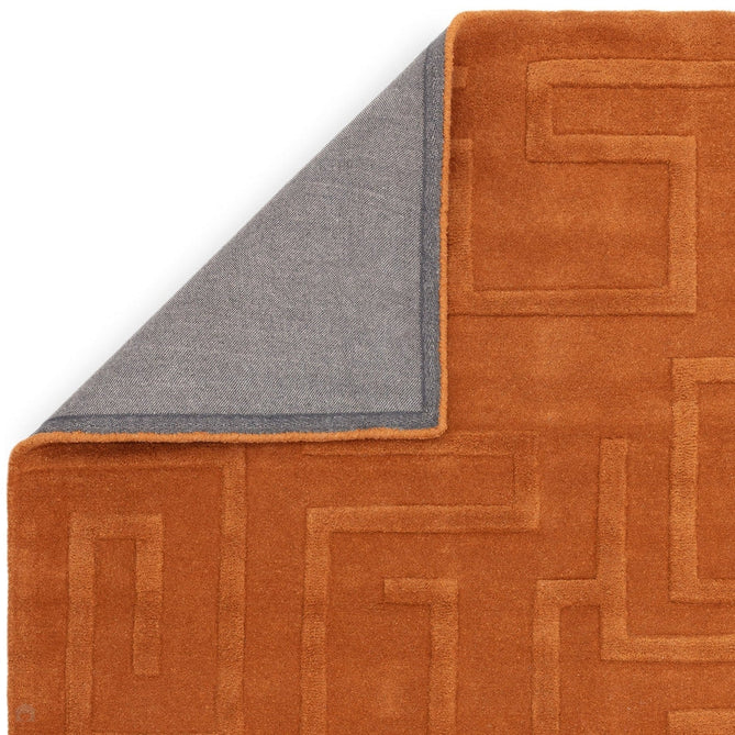 Maze Modern Geometric Hand-Carved Hi-Low Textured Wool Rust Rug-Asiatic Carpets-Rug Love - The Most Loved Rug Store