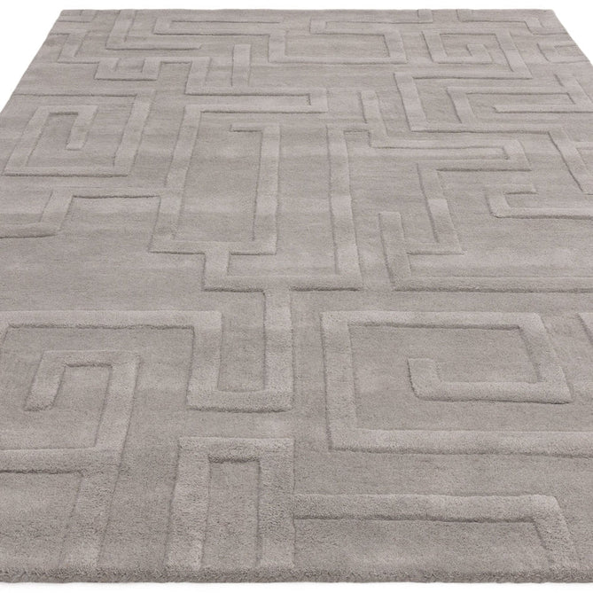 Maze Modern Geometric Hand-Carved Hi-Low Textured Wool Silver Rug-Asiatic Carpets-Rug Love - The Most Loved Rug Store