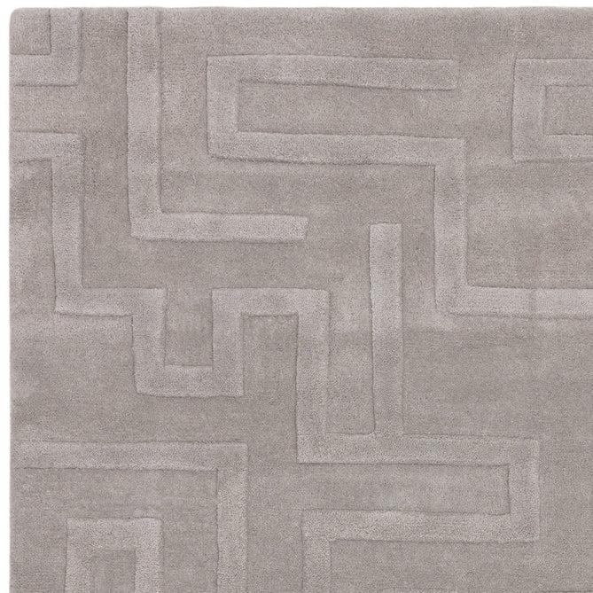 Maze Modern Geometric Hand-Carved Hi-Low Textured Wool Silver Rug-Asiatic Carpets-Rug Love - The Most Loved Rug Store