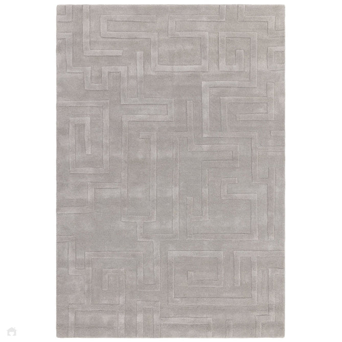 Maze Modern Geometric Hand-Carved Hi-Low Textured Wool Silver Rug-Asiatic Carpets-Rug Love - The Most Loved Rug Store