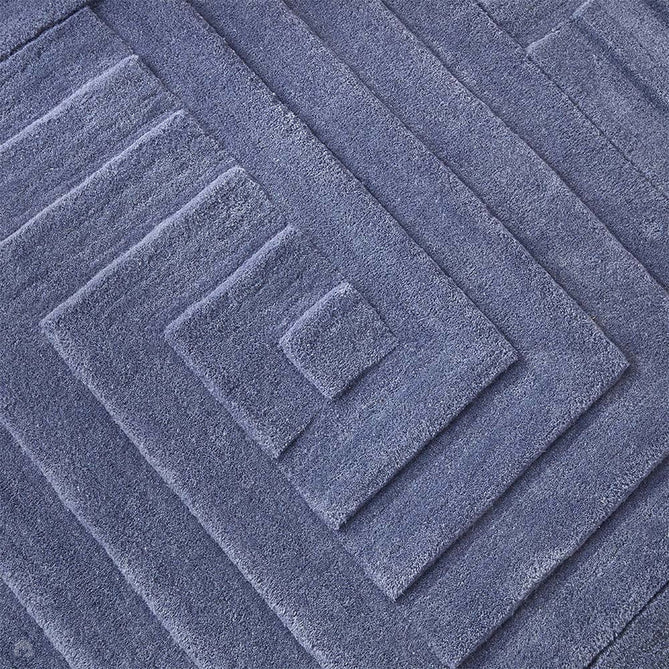 Maze Modern Geometric Plain Linear Hand Carved Wool 3D Hi-Low Ridged Blue Rug-Origins-Rug Love - The Most Loved Rug Store