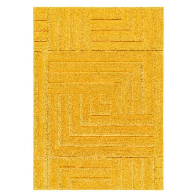 Maze Modern Geometric Plain Linear Hand Carved Wool 3D Hi-Low Ridged Ochre Rug-Origins-Rug Love - The Most Loved Rug Store