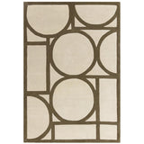 Metro Modern Geometric Hand-Carved Hi-Low Wool Light Beige Cream/Khaki Rug