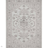 Miami 19517 Traditional Vintage Distressed Medallion Border Durable Stain-Resistant Weatherproof Flatweave In-Outdoor Ivory/Black/Grey Rug 120 x 170 cm