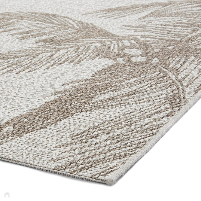 Miami A444 Botanical Floral Palm Trees Durable Stain-Resistant Weatherproof Flatweave In-Outdoor Beige Rug-Think Rugs-Rug Love - The Most Loved Rug Store