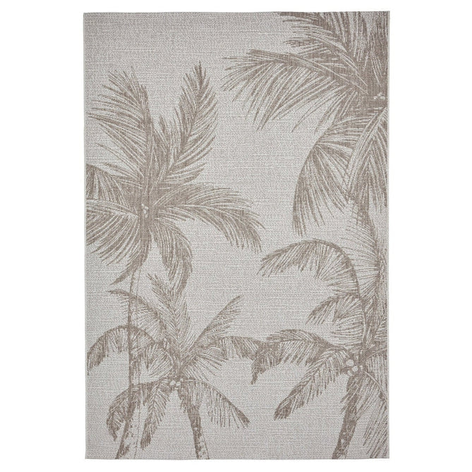 Miami A444 Botanical Floral Palm Trees Durable Stain-Resistant Weatherproof Flatweave In-Outdoor Beige Rug-Think Rugs-Rug Love - The Most Loved Rug Store