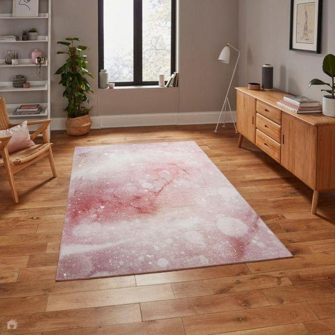 Michelle Collins OS0077 Modern Abstract Printed Smooth Soft-Touch Polyester Flat-Pile Flatweave Rose Rug-Think Rugs-Rug Love - The Most Loved Rug Store