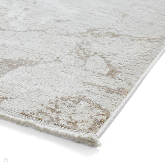 Mirage MR15 Modern Abstract Distressed Metallic Shimmer Soft Textured High-Density Polyester Mix Low Short Flatpile Cream Rug-Think Rugs-Rug Love - The Most Loved Rug Store