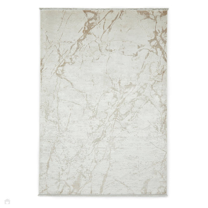 Mirage MR15 Modern Abstract Distressed Metallic Shimmer Soft Textured High-Density Polyester Mix Low Short Flatpile Cream Rug-Think Rugs-Rug Love - The Most Loved Rug Store