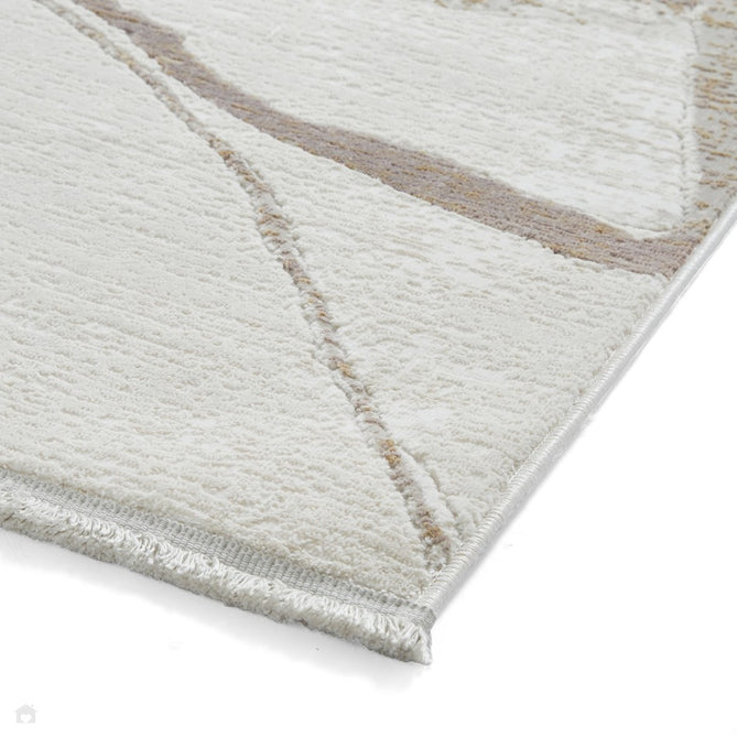 Mirage MR26 Modern Abstract Distressed Metallic Shimmer Soft Textured High-Density Polyester Mix Low Short Flatpile Cream Rug-Think Rugs-Rug Love - The Most Loved Rug Store