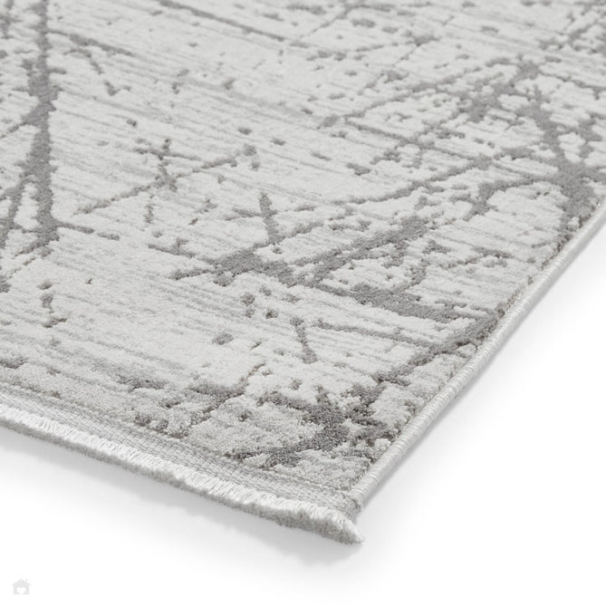 Mirage MR80 Modern Abstract Distressed Metallic Shimmer Soft Textured High-Density Polyester Mix Low Short Flatpile Grey Rug-Think Rugs-Rug Love - The Most Loved Rug Store