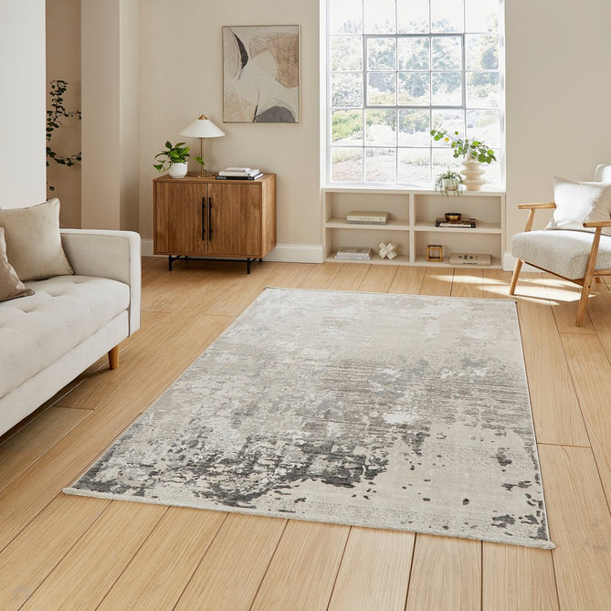 Mirage MR93 Modern Abstract Distressed Metallic Shimmer Soft Textured High-Density Polyester Mix Low Short Flatpile Grey Rug-Think Rugs-Rug Love - The Most Loved Rug Store