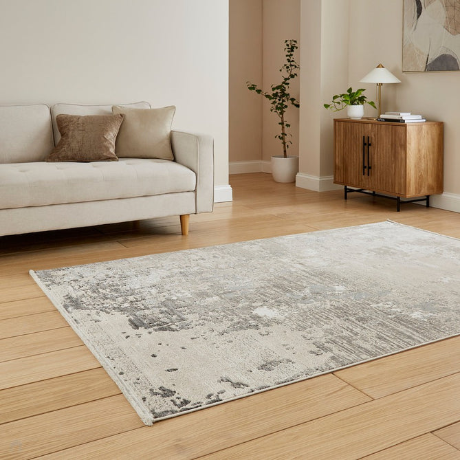 Mirage MR93 Modern Abstract Distressed Metallic Shimmer Soft Textured High-Density Polyester Mix Low Short Flatpile Grey Rug-Think Rugs-Rug Love - The Most Loved Rug Store