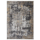 Mojave 8024 H Modern Abstract Distressed Soft-Touch Recycled Polyester Low Profile Short Pile Charcoal/Ivory/Gold/Taupe/Multicolour Rug