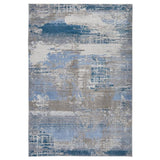 Mojave 91 B Modern Abstract Distressed Soft-Touch Recycled Polyester Low Profile Short Pile Denim/Grey/Taupe/Multicolour Rug