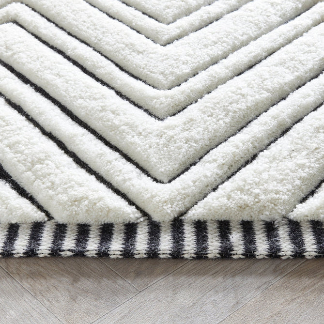 Moroccan Berber Boho Geometric Mono Super-Soft Plush Wool Cream/Black Rug-Origins-Rug Love - The Most Loved Rug Store