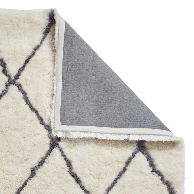 Morocco 2491 Super-Plush Moroccan Berber Diamond Hand-Made Super-Soft Fine Yarn Polyester Boho Shaggy Ivory/Grey Rug-Think Rugs-Rug Love - The Most Loved Rug Store