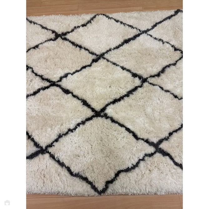 Morocco 2491 Super-Plush Moroccan Berber Diamond Hand-Made Super-Soft Fine Yarn Polyester Boho Shaggy Ivory/Grey Rug-Think Rugs-Rug Love - The Most Loved Rug Store