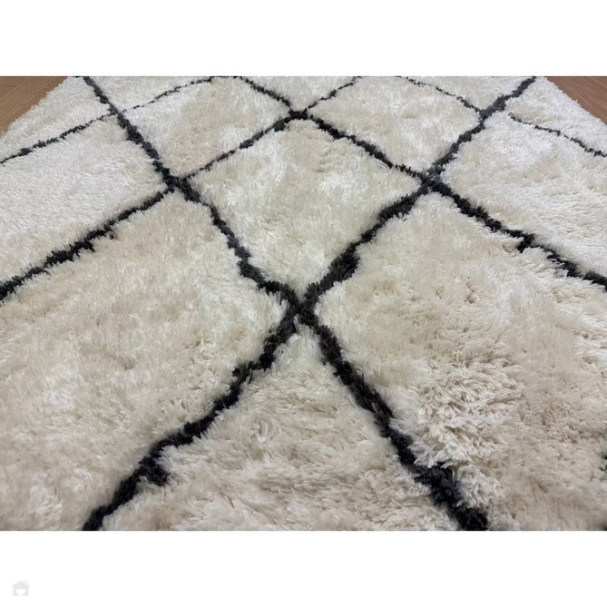 Morocco 2491 Super-Plush Moroccan Berber Diamond Hand-Made Super-Soft Fine Yarn Polyester Boho Shaggy Ivory/Grey Rug-Think Rugs-Rug Love - The Most Loved Rug Store