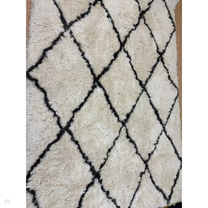 Morocco 2491 Super-Plush Moroccan Berber Diamond Hand-Made Super-Soft Fine Yarn Polyester Boho Shaggy Ivory/Grey Rug-Think Rugs-Rug Love - The Most Loved Rug Store