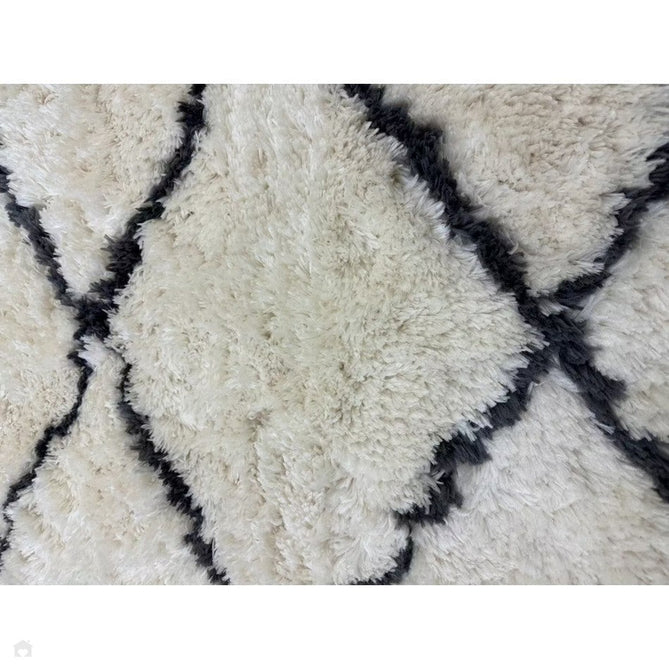 Morocco 2491 Super-Plush Moroccan Berber Diamond Hand-Made Super-Soft Fine Yarn Polyester Boho Shaggy Ivory/Grey Rug-Think Rugs-Rug Love - The Most Loved Rug Store