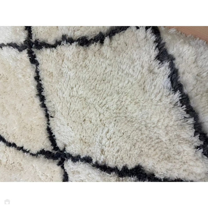 Morocco 2491 Super-Plush Moroccan Berber Diamond Hand-Made Super-Soft Fine Yarn Polyester Boho Shaggy Ivory/Grey Rug-Think Rugs-Rug Love - The Most Loved Rug Store