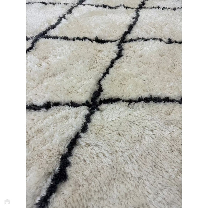 Morocco 2491 Super-Plush Moroccan Berber Diamond Hand-Made Super-Soft Fine Yarn Polyester Boho Shaggy Ivory/Grey Rug-Think Rugs-Rug Love - The Most Loved Rug Store