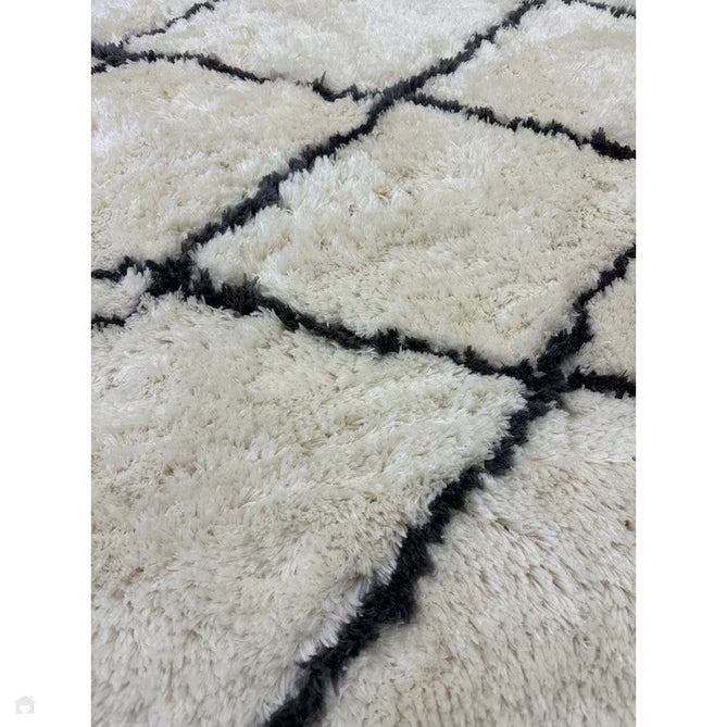 Morocco 2491 Super-Plush Moroccan Berber Diamond Hand-Made Super-Soft Fine Yarn Polyester Boho Shaggy Ivory/Grey Rug-Think Rugs-Rug Love - The Most Loved Rug Store