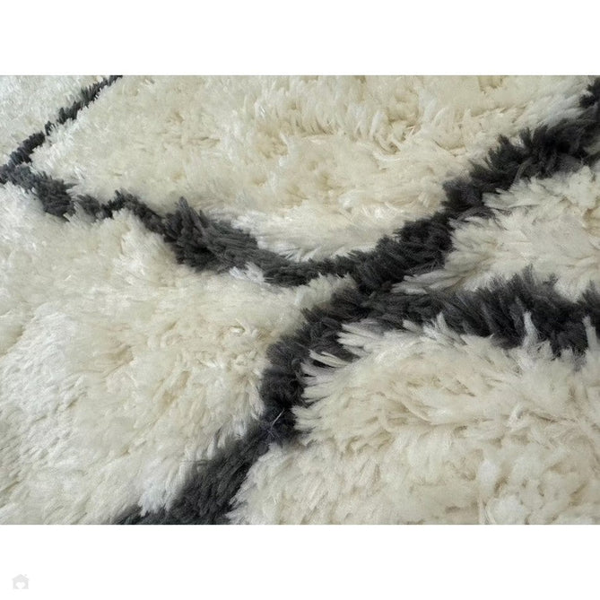 Morocco 2491 Super-Plush Moroccan Berber Diamond Hand-Made Super-Soft Fine Yarn Polyester Boho Shaggy Ivory/Grey Rug-Think Rugs-Rug Love - The Most Loved Rug Store