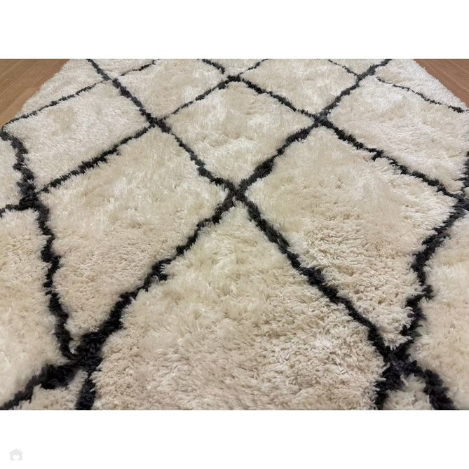 Morocco 2491 Super-Plush Moroccan Berber Diamond Hand-Made Super-Soft Fine Yarn Polyester Boho Shaggy Ivory/Grey Rug-Think Rugs-Rug Love - The Most Loved Rug Store