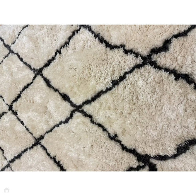 Morocco 2491 Super-Plush Moroccan Berber Diamond Hand-Made Super-Soft Fine Yarn Polyester Boho Shaggy Ivory/Grey Rug-Think Rugs-Rug Love - The Most Loved Rug Store