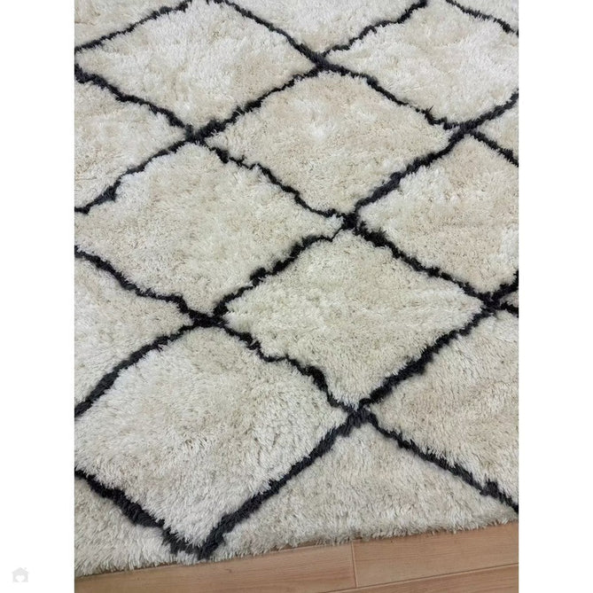 Morocco 2491 Super-Plush Moroccan Berber Diamond Hand-Made Super-Soft Fine Yarn Polyester Boho Shaggy Ivory/Grey Rug-Think Rugs-Rug Love - The Most Loved Rug Store