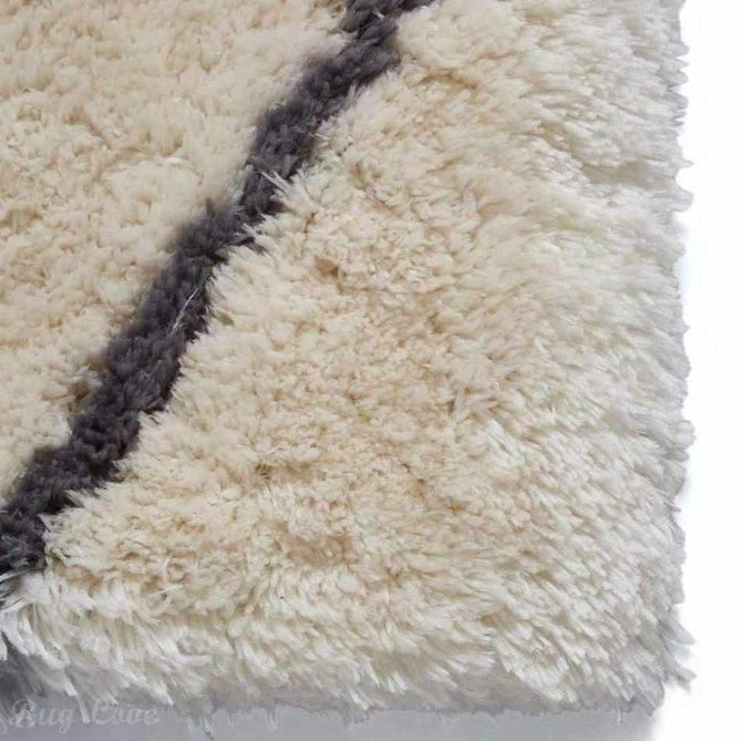 Morocco 2491 Super-Plush Moroccan Berber Diamond Hand-Made Super-Soft Fine Yarn Polyester Boho Shaggy Ivory/Grey Rug-Think Rugs-Rug Love - The Most Loved Rug Store