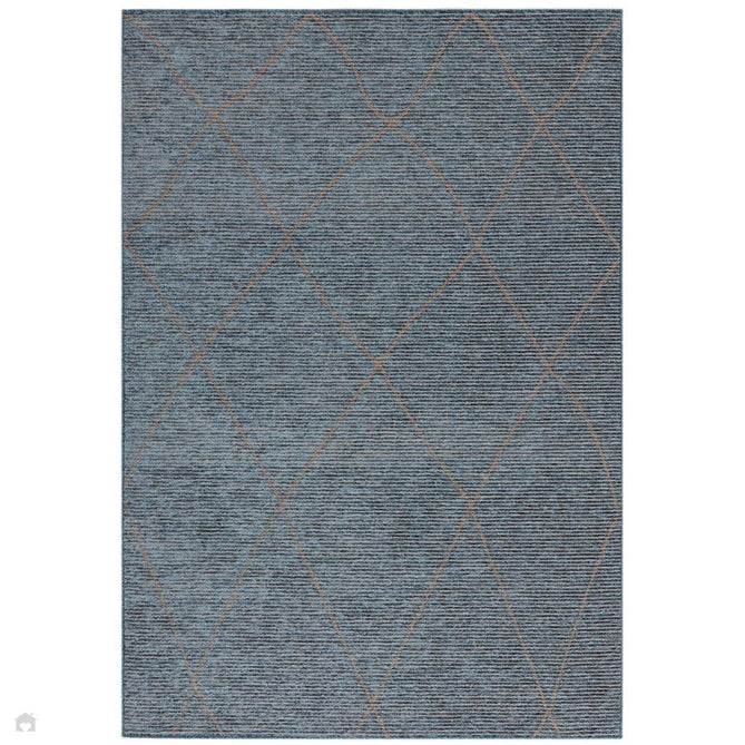 Mulberry Modern Plain Berber Jute Chenille Mix Ribbed Textured Soft-Touch Durable Flatweave Teal Blue Rug-Asiatic Carpets-Rug Love - The Most Loved Rug Store