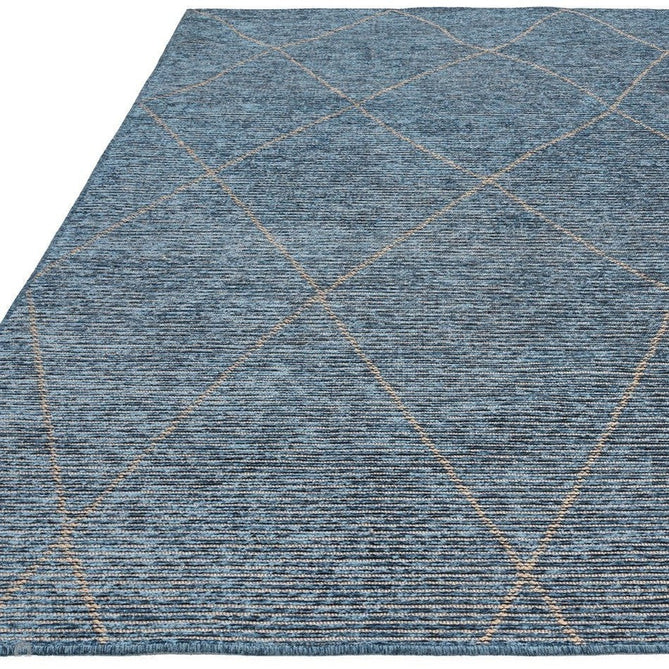 Mulberry Modern Plain Berber Jute Chenille Mix Ribbed Textured Soft-Touch Durable Flatweave Teal Blue Rug-Asiatic Carpets-Rug Love - The Most Loved Rug Store