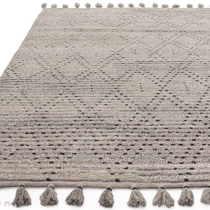 Nepal Diamond Moroccan Berber Boho Geometric Hand-Woven Ribbed Textured Wool Flatweave Grey/Black Rug-Asiatic Carpets-Rug Love - The Most Loved Rug Store