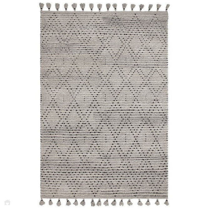 Nepal Diamond Moroccan Berber Boho Geometric Hand-Woven Ribbed Textured Wool Flatweave Grey/Black Rug-Asiatic Carpets-Rug Love - The Most Loved Rug Store