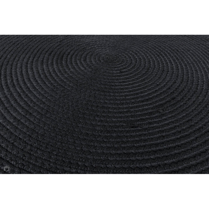 Nico Modern Plain Tonal Hand-Braided Polyester Flatweave In-Outdoor Round Charcoal Grey Rug-Asiatic Carpets-Rug Love - The Most Loved Rug Store