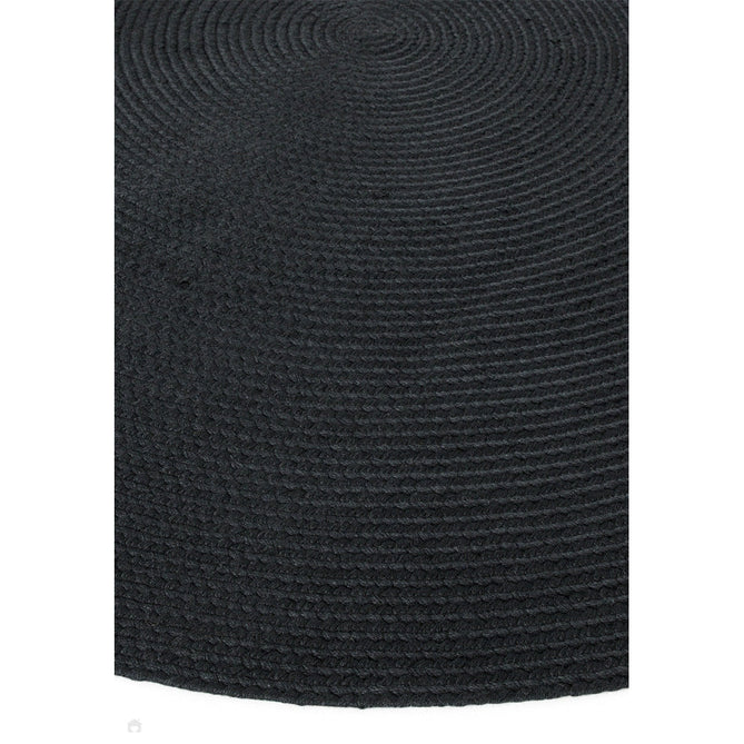 Nico Modern Plain Tonal Hand-Braided Polyester Flatweave In-Outdoor Round Charcoal Grey Rug-Asiatic Carpets-Rug Love - The Most Loved Rug Store