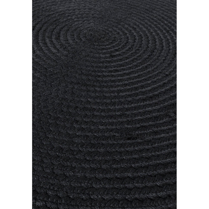 Nico Modern Plain Tonal Hand-Braided Polyester Flatweave In-Outdoor Round Charcoal Grey Rug-Asiatic Carpets-Rug Love - The Most Loved Rug Store