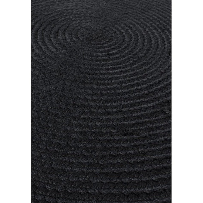 Nico Modern Plain Tonal Hand-Braided Polyester Flatweave In-Outdoor Round Charcoal Grey Rug-Asiatic Carpets-Rug Love - The Most Loved Rug Store