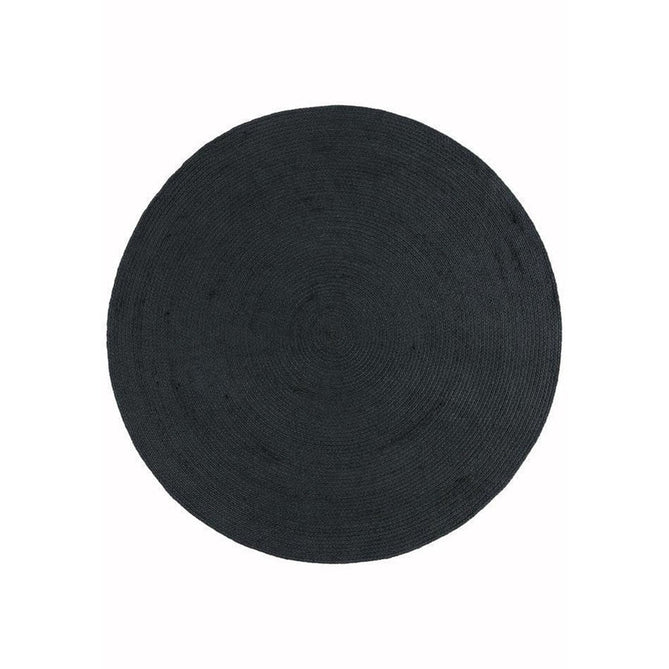 Nico Modern Plain Tonal Hand-Braided Polyester Flatweave In-Outdoor Round Charcoal Grey Rug-Asiatic Carpets-Rug Love - The Most Loved Rug Store