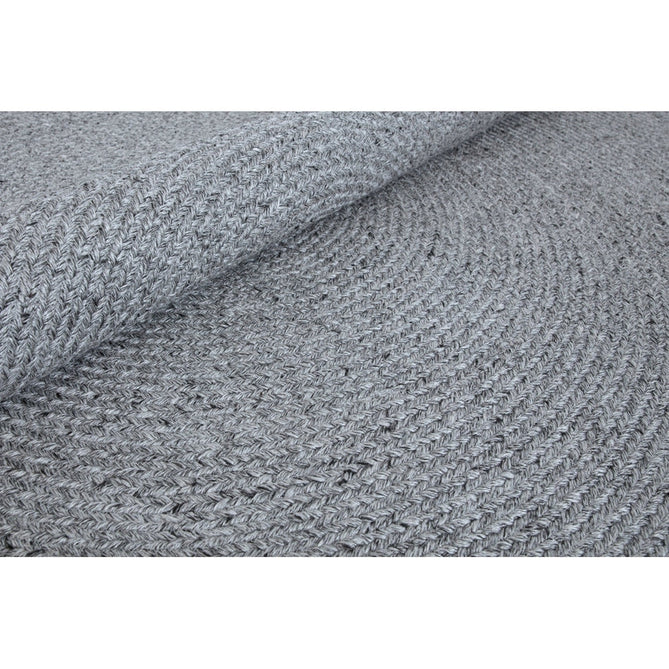 Nico Modern Plain Tonal Hand-Braided Polyester Flatweave In-Outdoor Round Grey Rug-Asiatic Carpets-Rug Love - The Most Loved Rug Store